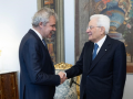 Il Presidente della Camera di Commercio di Firenze, Leonardo Bassilichi, saluta il Presidente della Repubblica, Sergio Mattarella